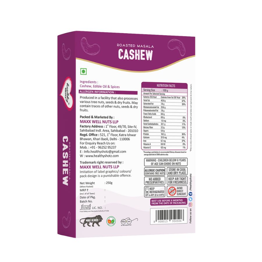 Healthy Shotz Roasted Masala Cashew 320 (500gm)