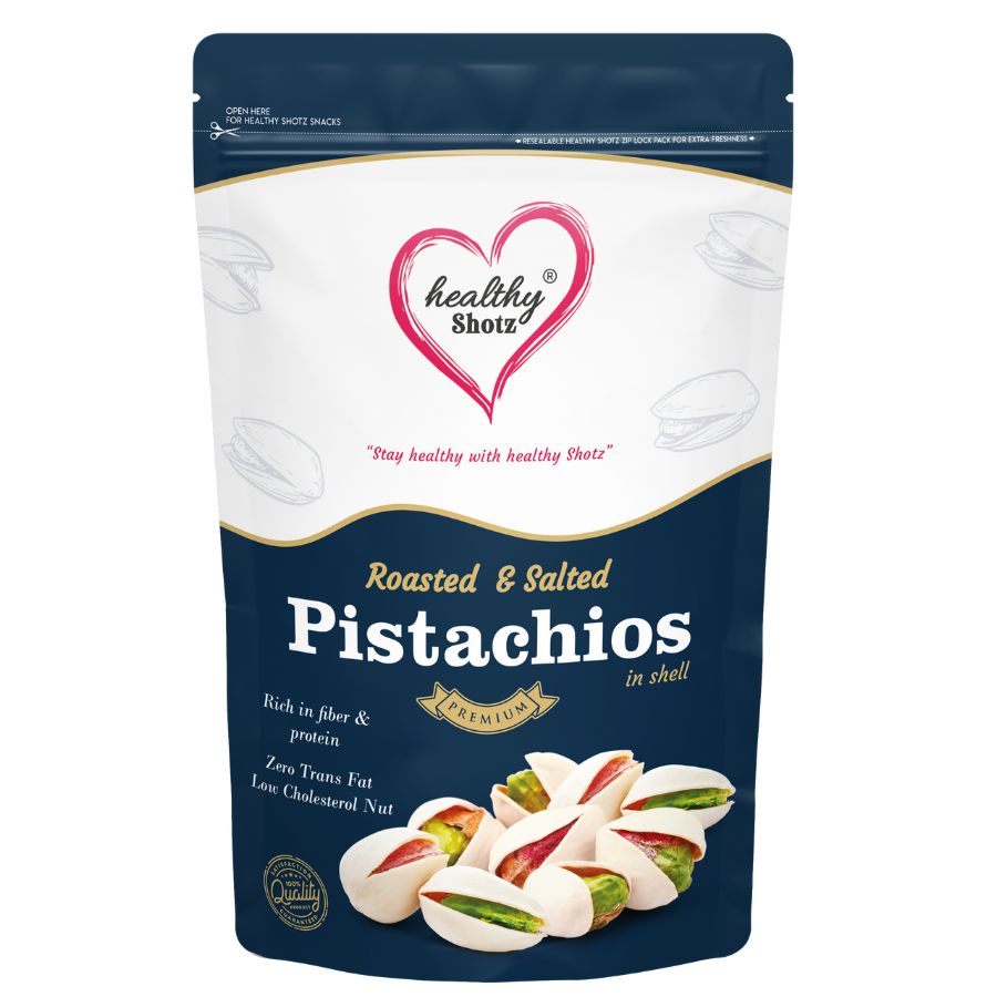 Healthy Shotz Roasted and Salted Pistachios (California 500gm)