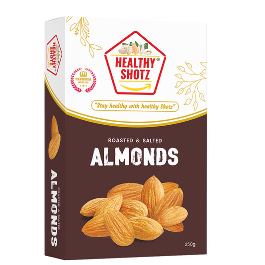 Healthy Shotz Roasted and Salted Almonds (Kernels 250gm)
