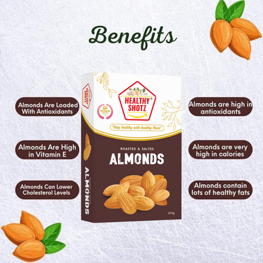 Healthy Shotz Roasted and Salted Almonds (Kernels 750gm)