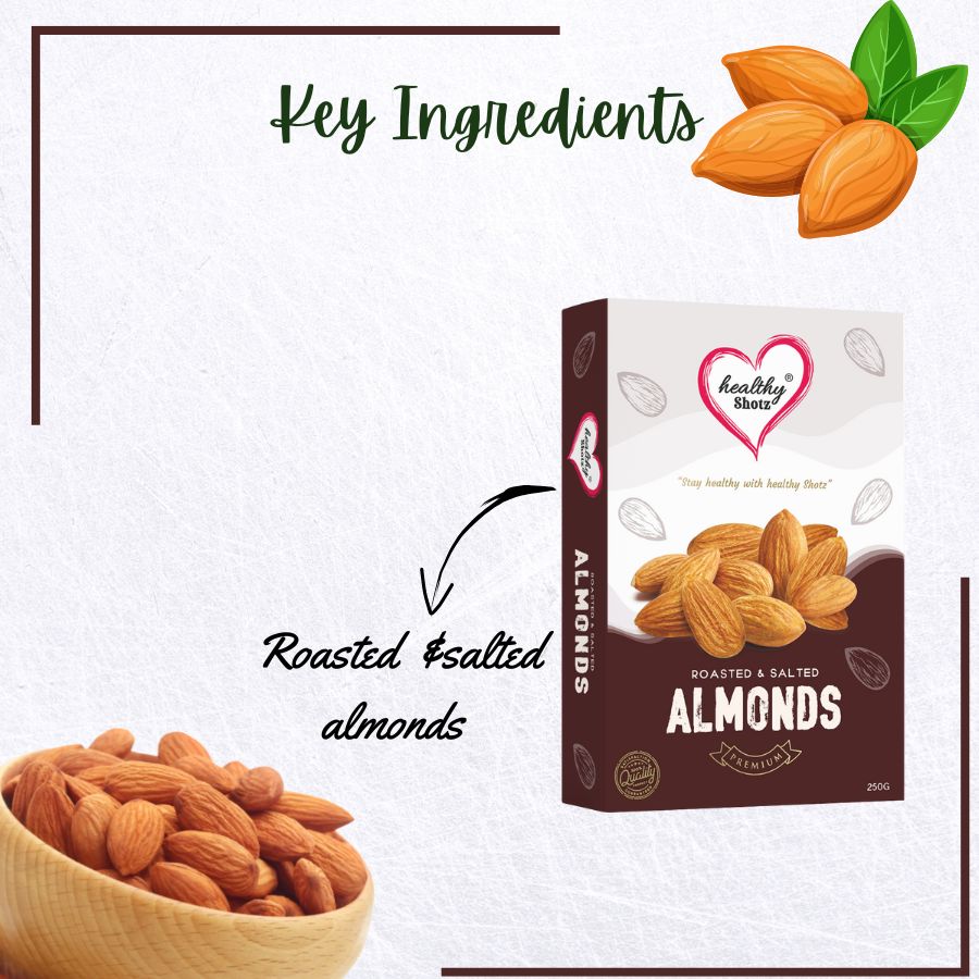 Healthy Shotz Roasted and Salted Almonds (Kernels 750gm)