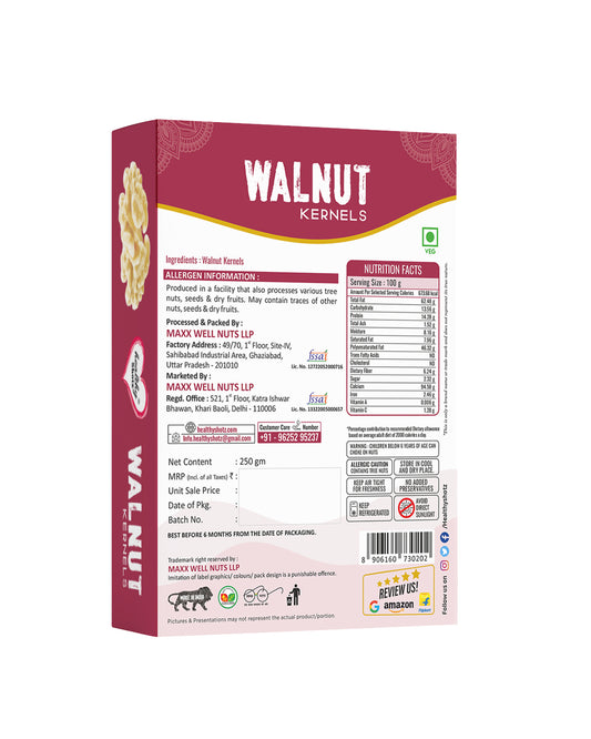 Healthy Shotz Walnut Kernels (Fine) 250Gram