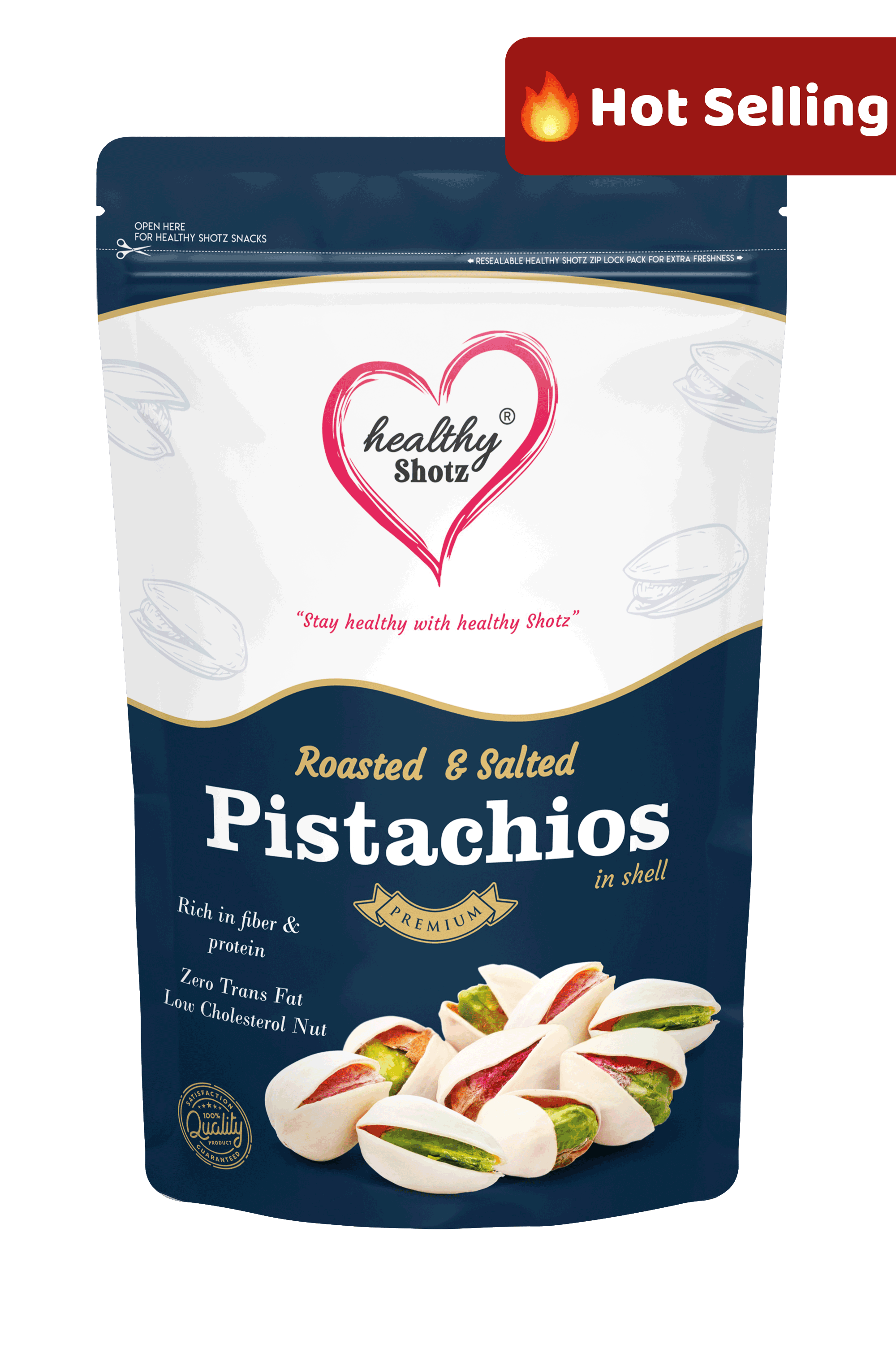 Healthy Shotz Roasted and Salted Pistachios (California 250gm)