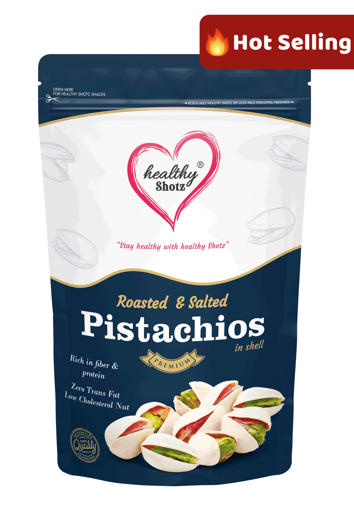 Healthy Shotz Roasted and Salted Pistachios (California 250gm)
