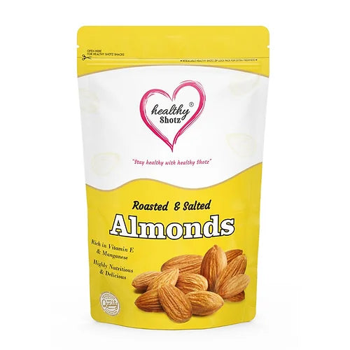 Healthy Shotz Roasted and Salted Almonds (Kernels 250gm)