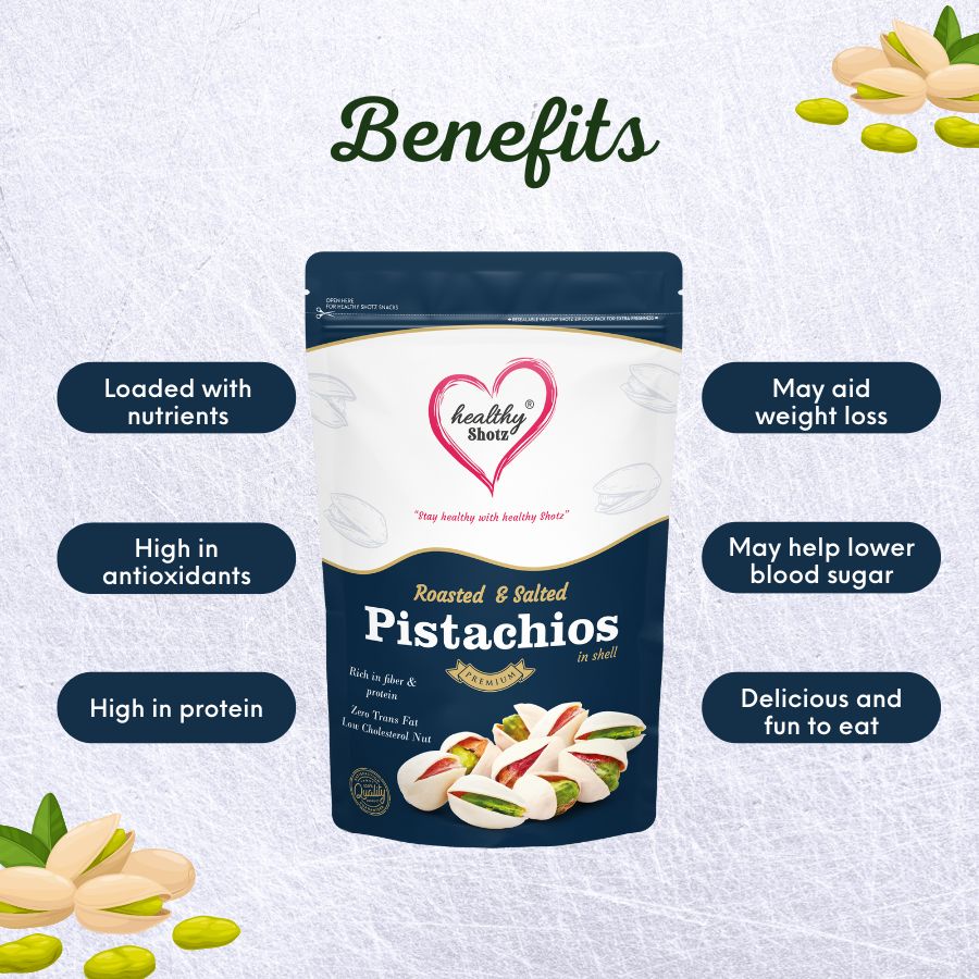 Healthy Shotz Roasted and Salted Pistachios (California 250gm)