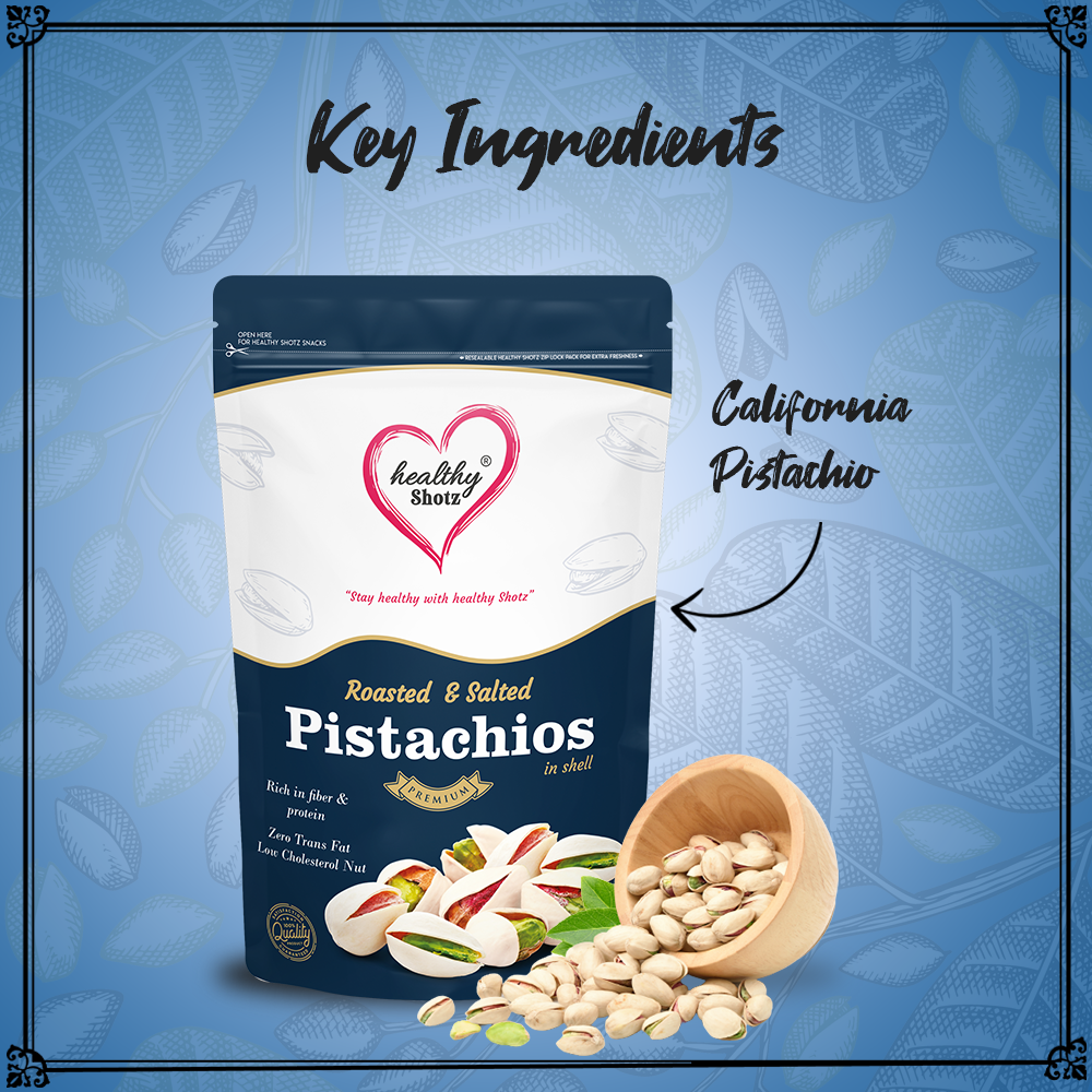 Healthy Shotz Roasted and Salted Pistachios (California 250gm)